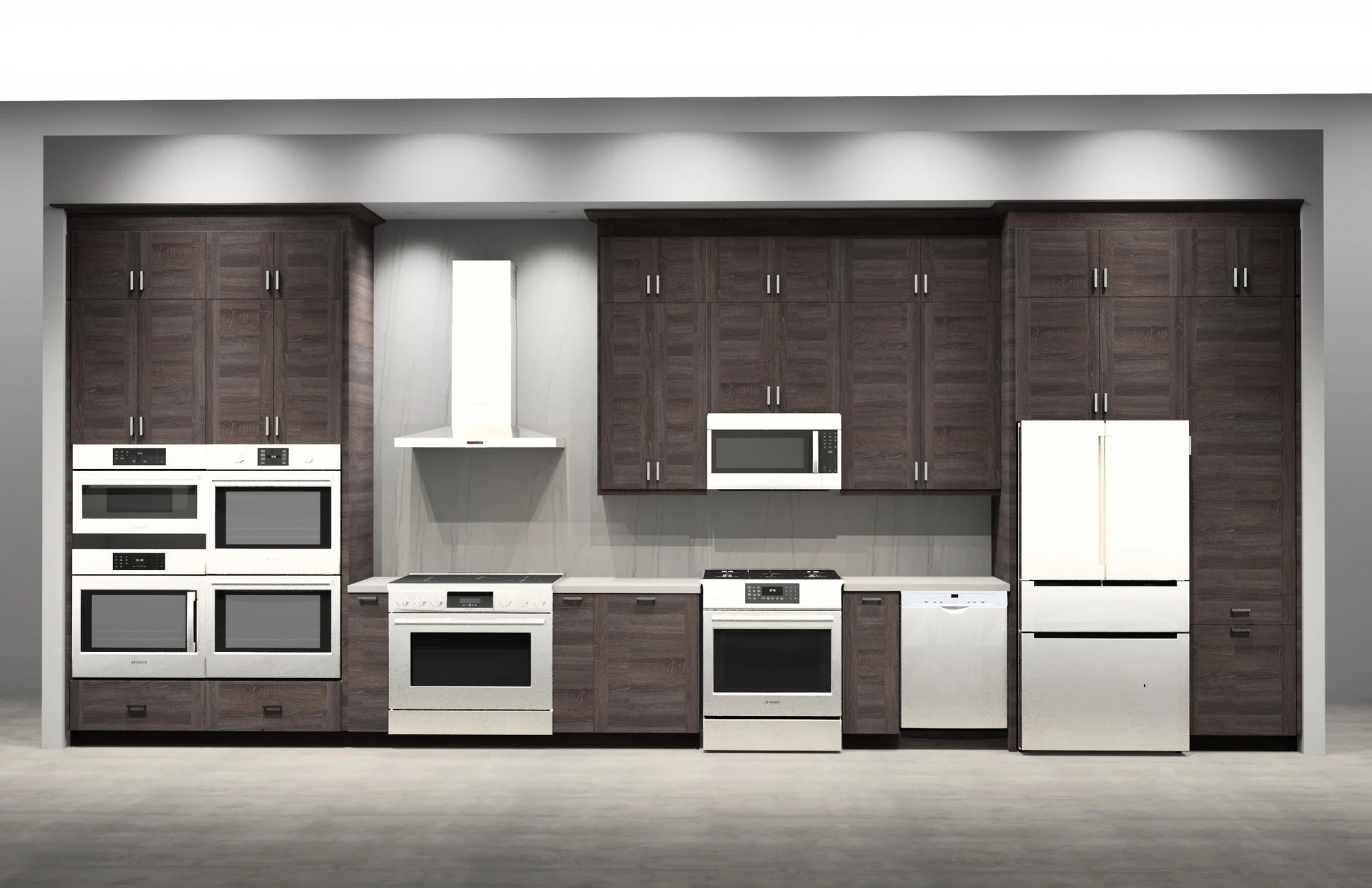 Original Bosch display design visualization with timber-toned cabinetry